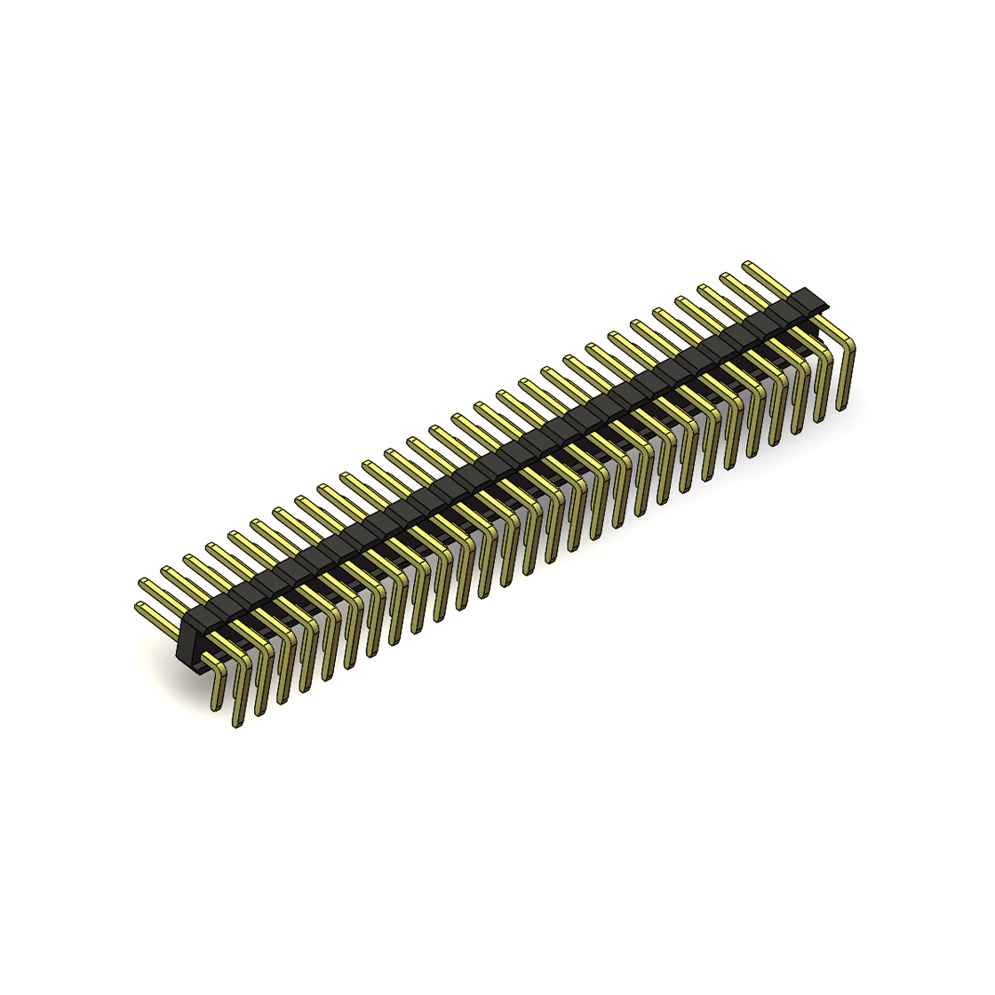 PH2541 排针连接器 Pitch 2.54mm 90°双排 DIP 单塑排针 PC:3.0 2X28Pin 黑色 镀全金G/F